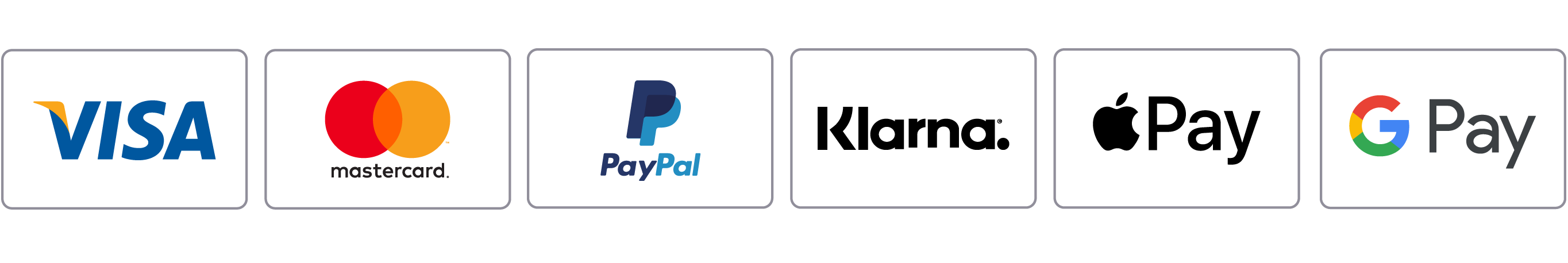 We accept payment via Visa, MasterCard, Maestro, PayPal, Klarna and Apple Pay